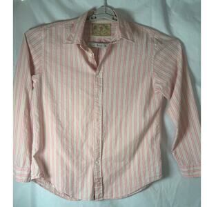 Polo Jeans Co Ralph Lauren Pink Cream Striped Button Front Shirt Women’s L
